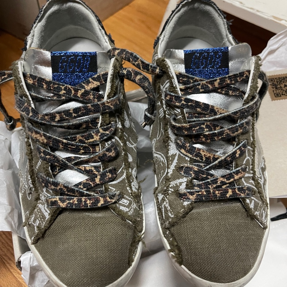 Golden Goose Khaki Sneakers with White Star